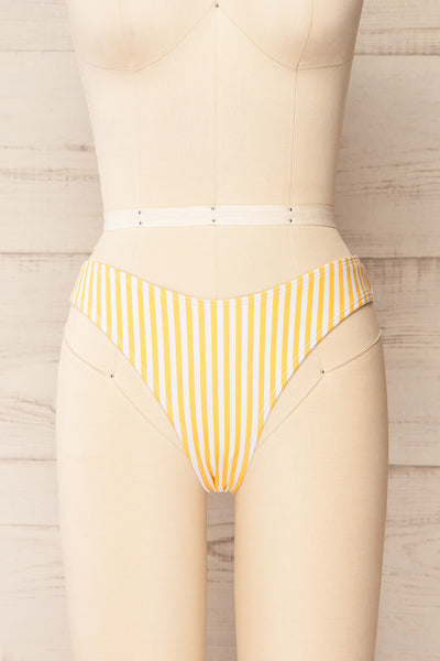 Carora Yellow Striped Bikini Bottom | La petite garçonne front view
