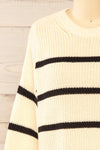Carpentras Oversized Beige Striped Knit Sweater | La petite garçonne front close-up