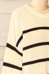 Carpentras Oversized Beige Striped Knit Sweater | La petite garçonne side close-up