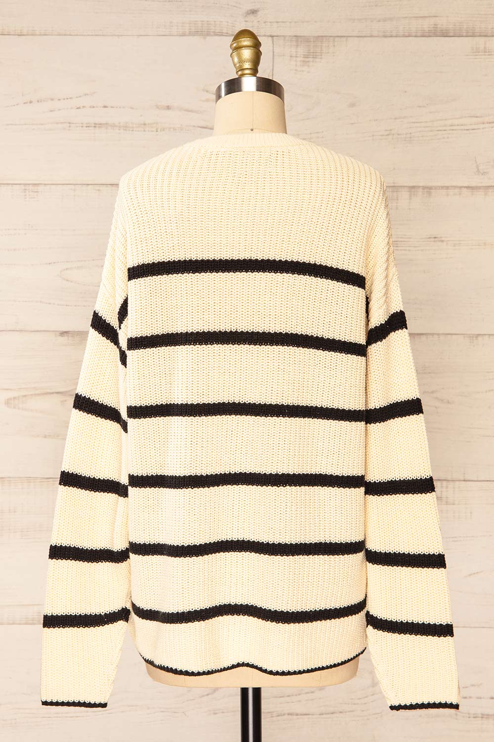 Carpentras Oversized Beige Striped Knit Sweater | La petite garçonne back view