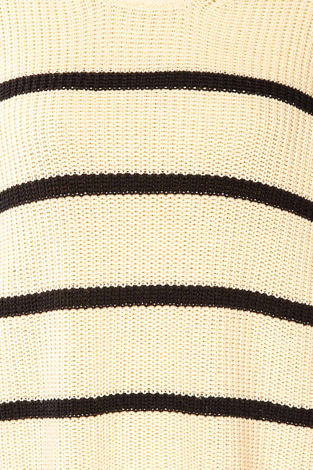 Carpentras Oversized Beige Striped Knit Sweater | La petite garçonne fabric