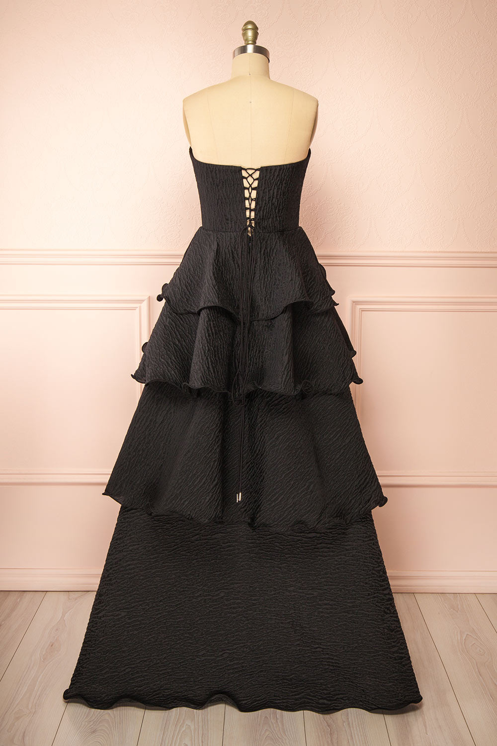 Carrie Black Layered Organza Maxi Dress | Boutique 1861 back view