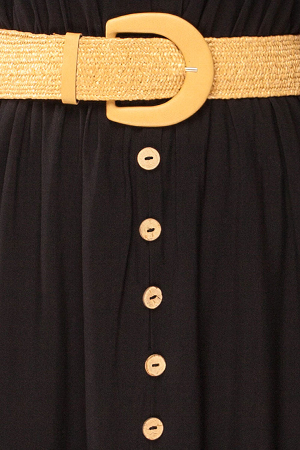 Carrington Black Midi Dress w/ Straw Belt | La petite garçonne  fabric 