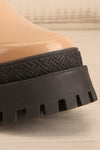 Carter Beige Faux-Fur Lined Platform Rain Boots | La petite garçonne front close-up