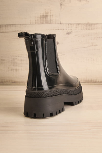 Carter Black Faux-Fur Lined Platform Rain Boots | La petite garçonne back view