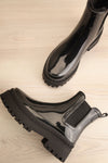 Carter Black Faux-Fur Lined Platform Rain Boots | La petite garçonne flat view