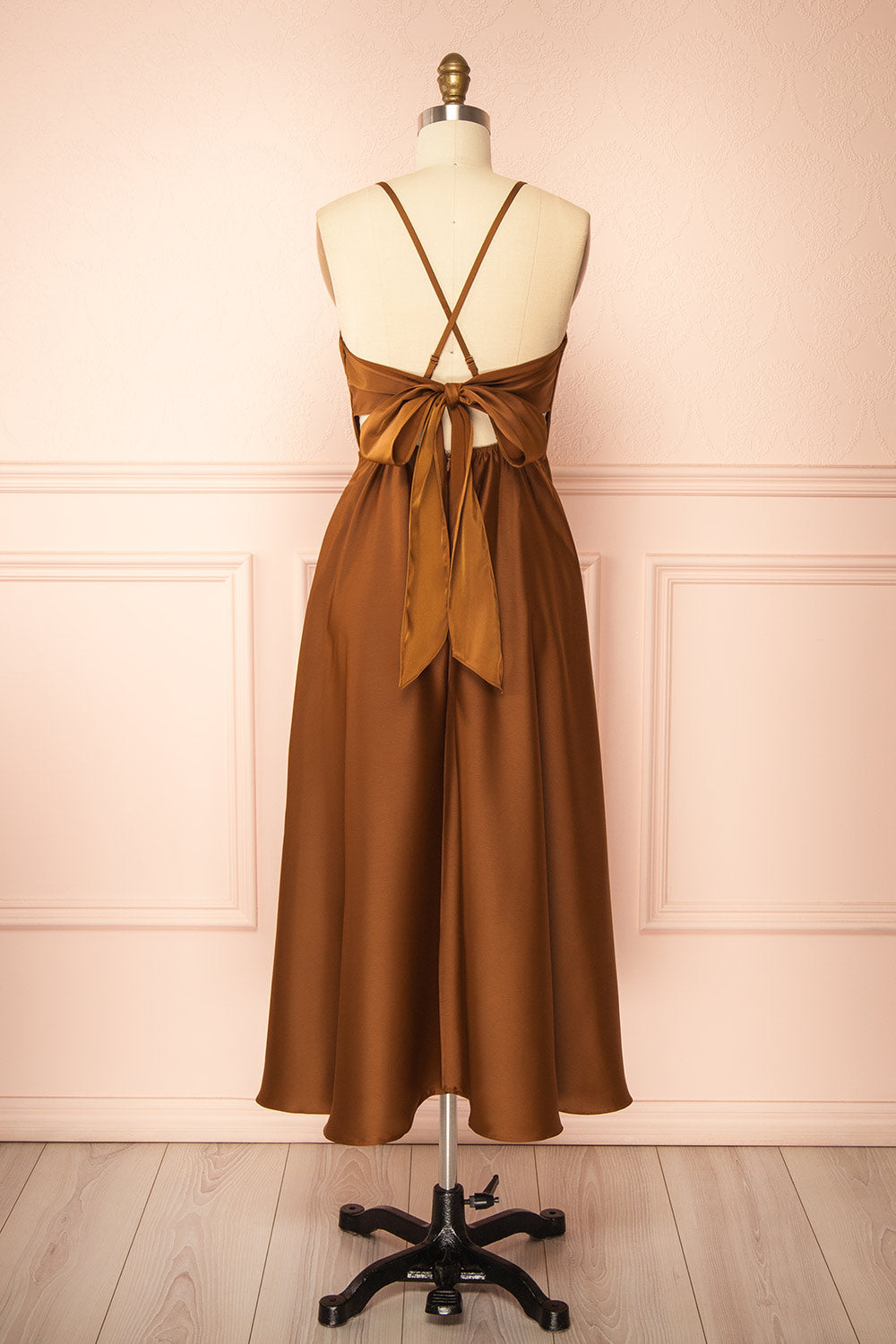 Caryanne Brown Tie-Back Satin Dress | Boutique 1861
