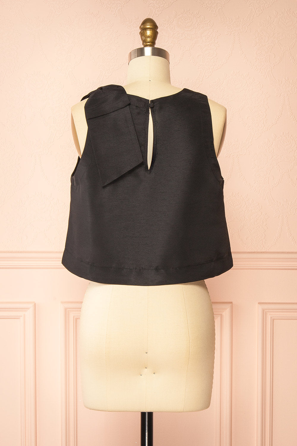 Caryn Black Sleeveless Top with Bow | Boutique 1861 back view