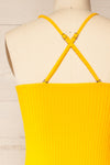 Casablanca Yellow Ribbed One-Piece Swimsuit | La petite garçonne cross straps