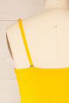Casablanca Yellow Ribbed One-Piece Swimsuit | La petite garçonne back close-up
