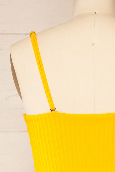 Casablanca Yellow Ribbed One-Piece Swimsuit | La petite garçonne back close-up