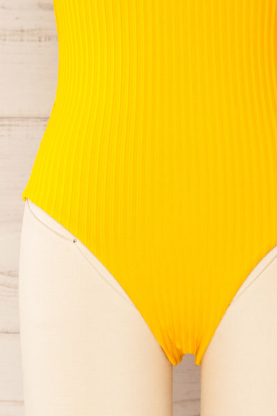 Casablanca Yellow Ribbed One-Piece Swimsuit | La petite garçonne bottom