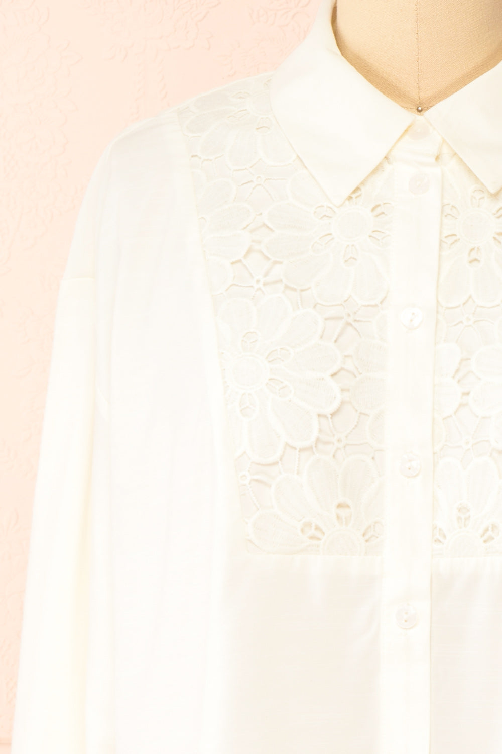 Caselotta Ivory Shirt w/ Embroidered Flowers | Boutique 1861 front