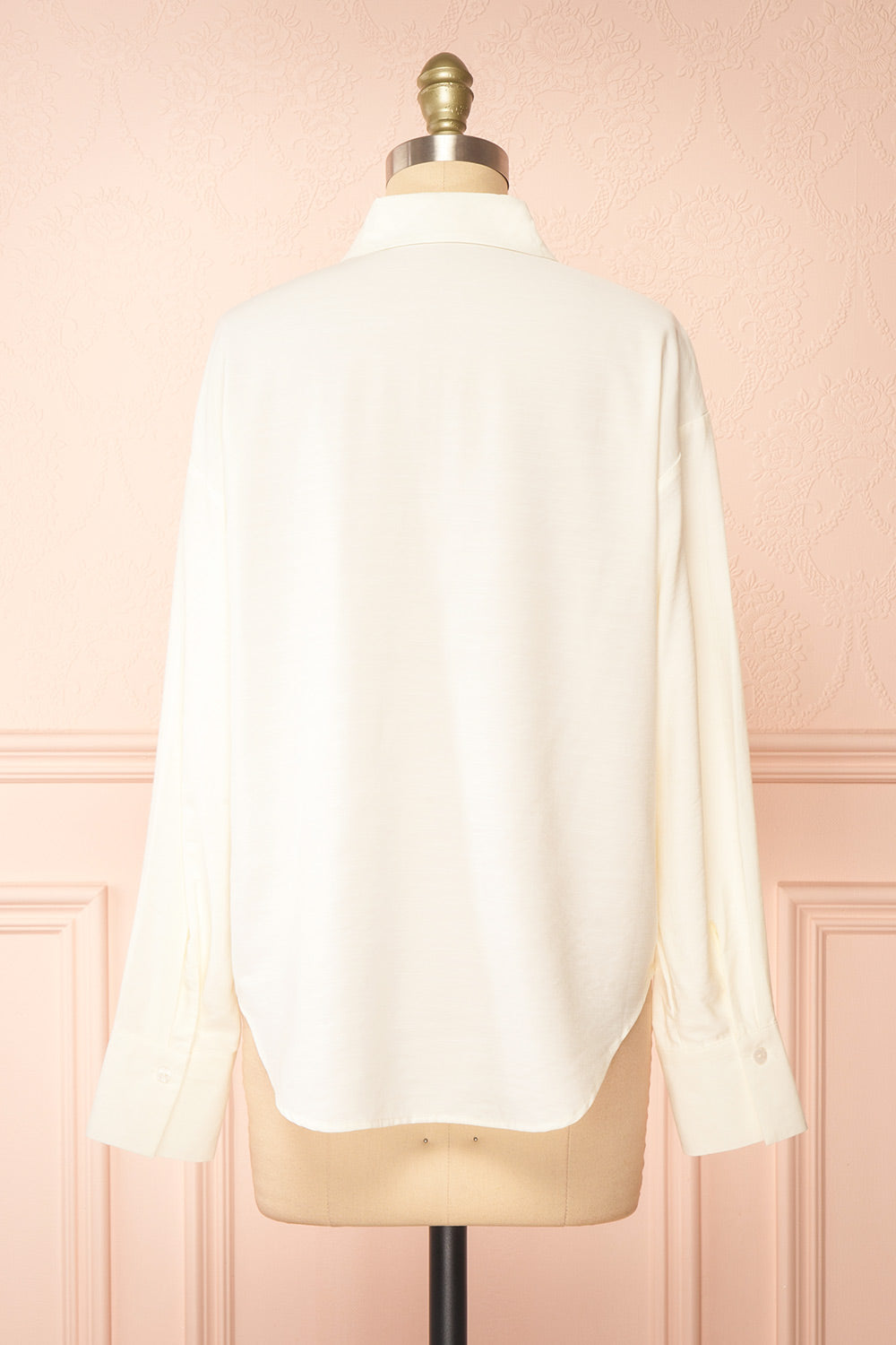 Caselotta Ivory Shirt w/ Embroidered Flowers | Boutique 1861 back view