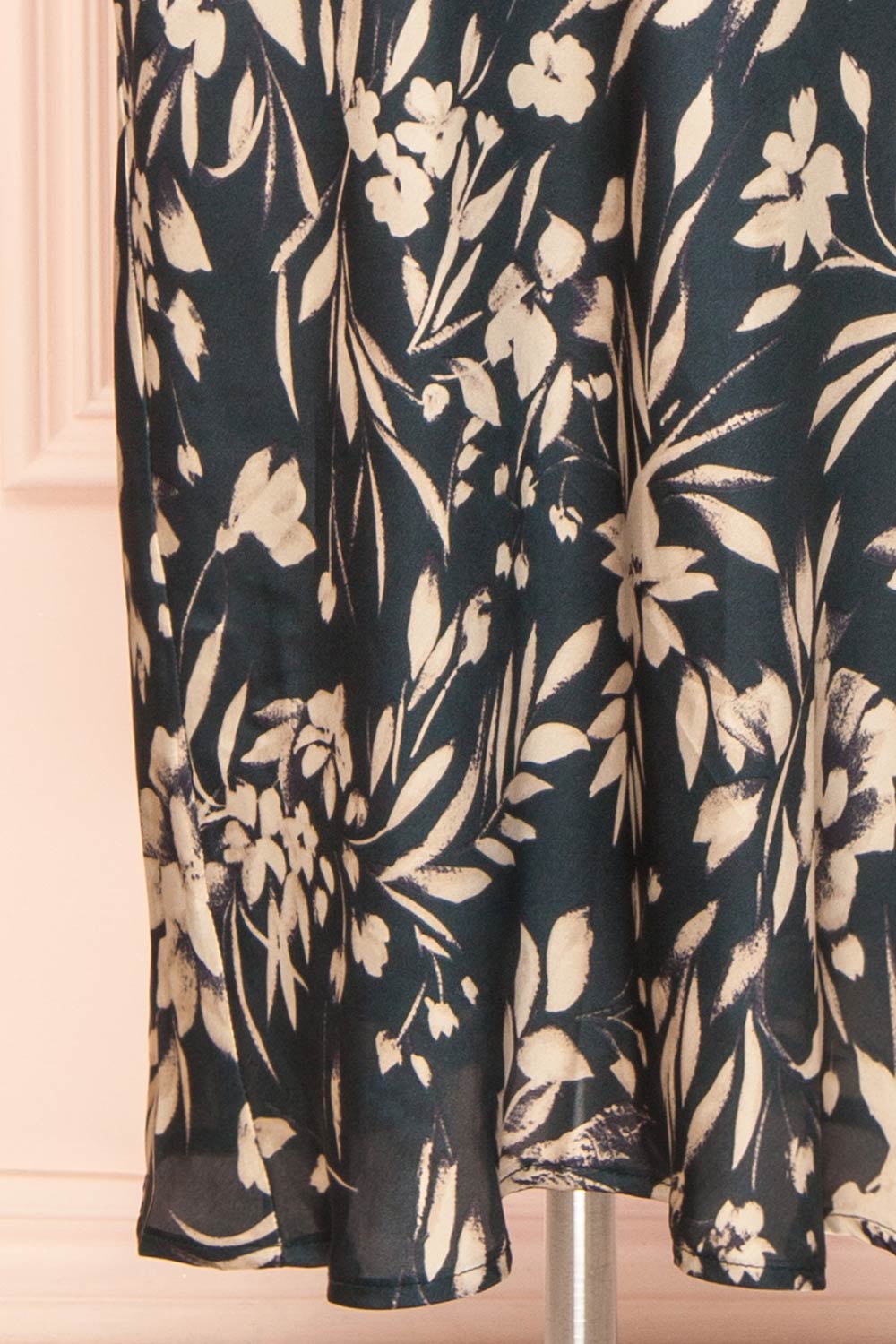 Casey Long Dark Floral Satin Dress | Boutique 1861 bottom