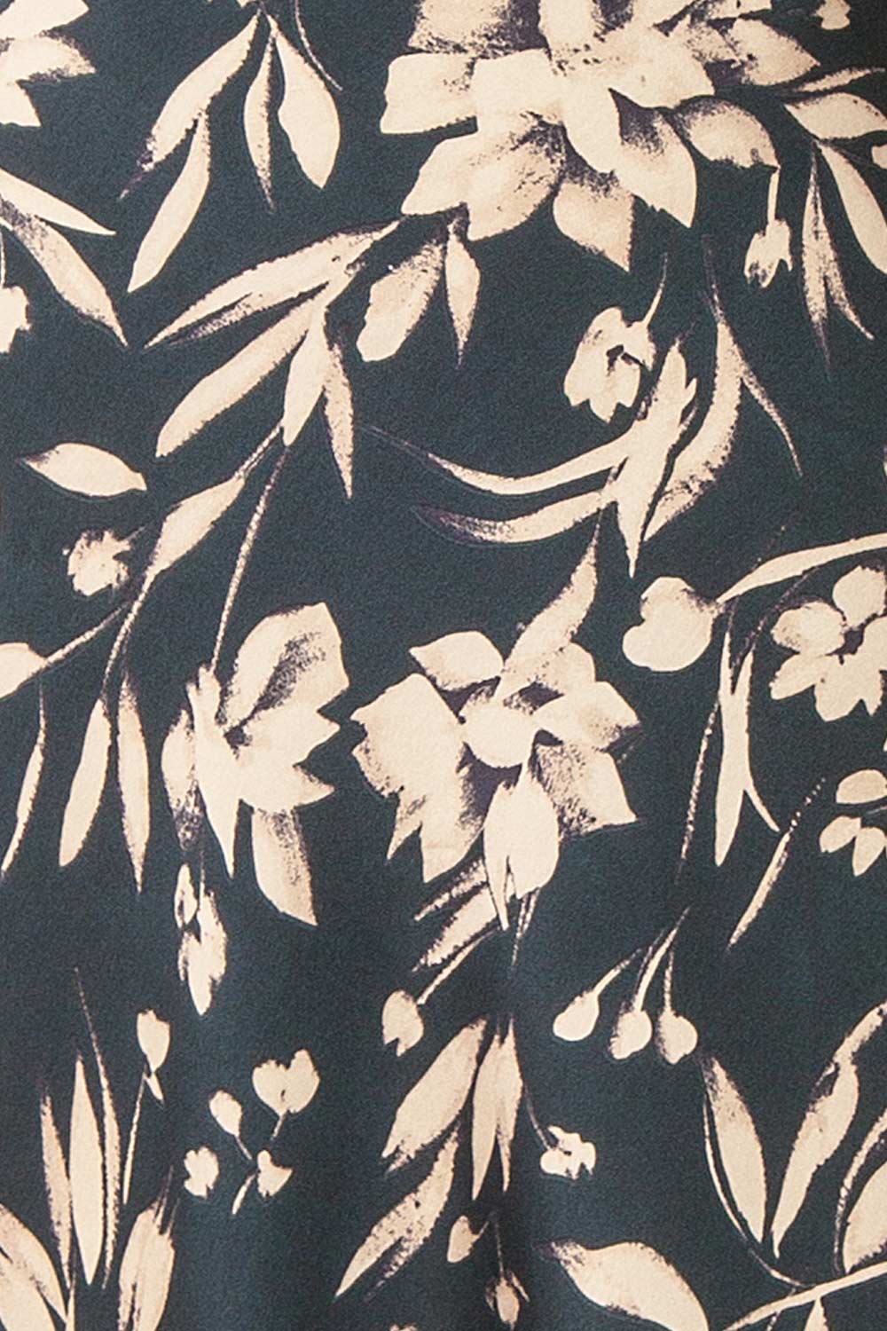 Casey Long Dark Floral Satin Dress | Boutique 1861  fabric
