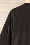 Casilda Black Loose V-Neck Crop Top | La petite garçonne back close-up