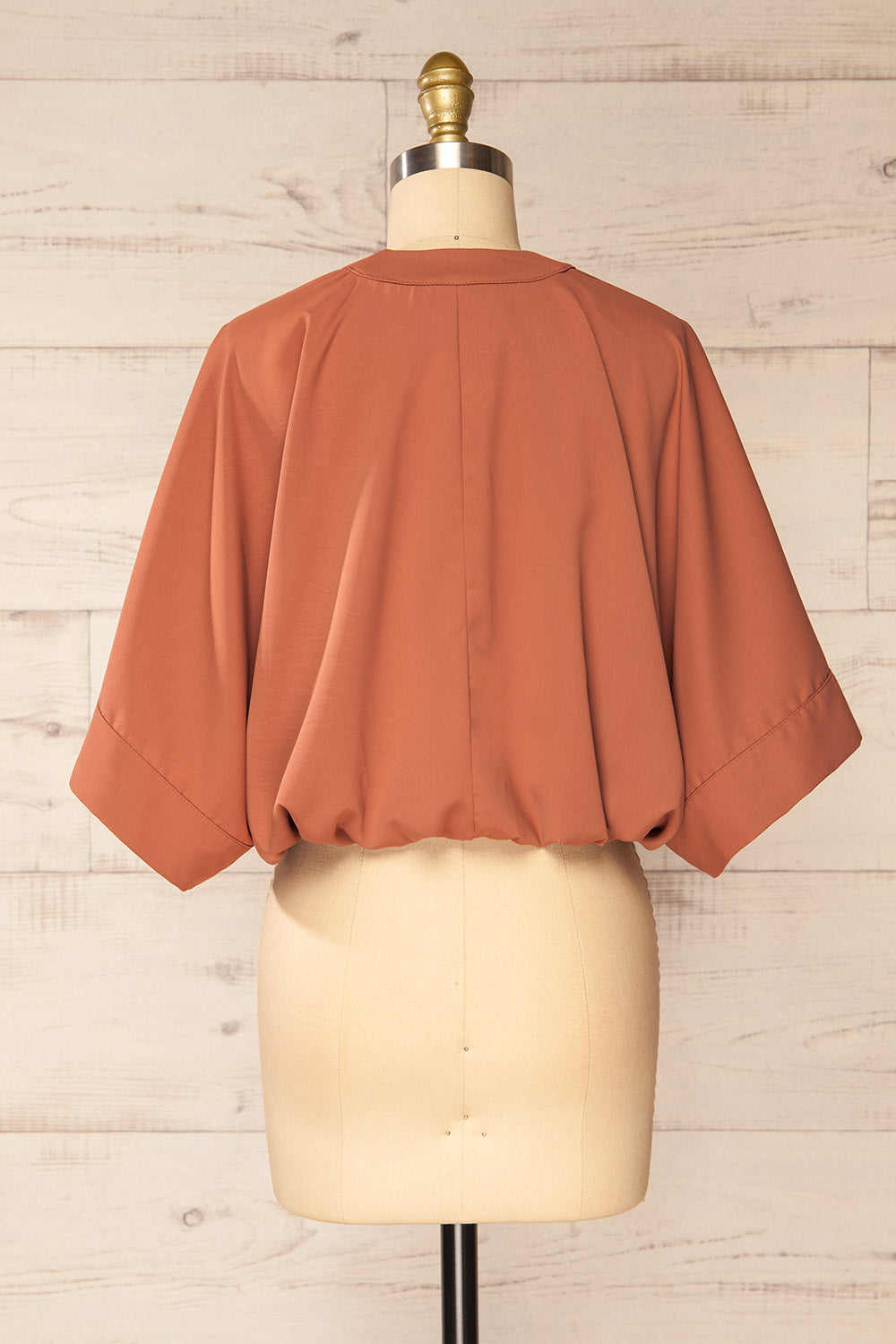 Casilda Rust Loose V-Neck Crop Top | La petite garçonne back view