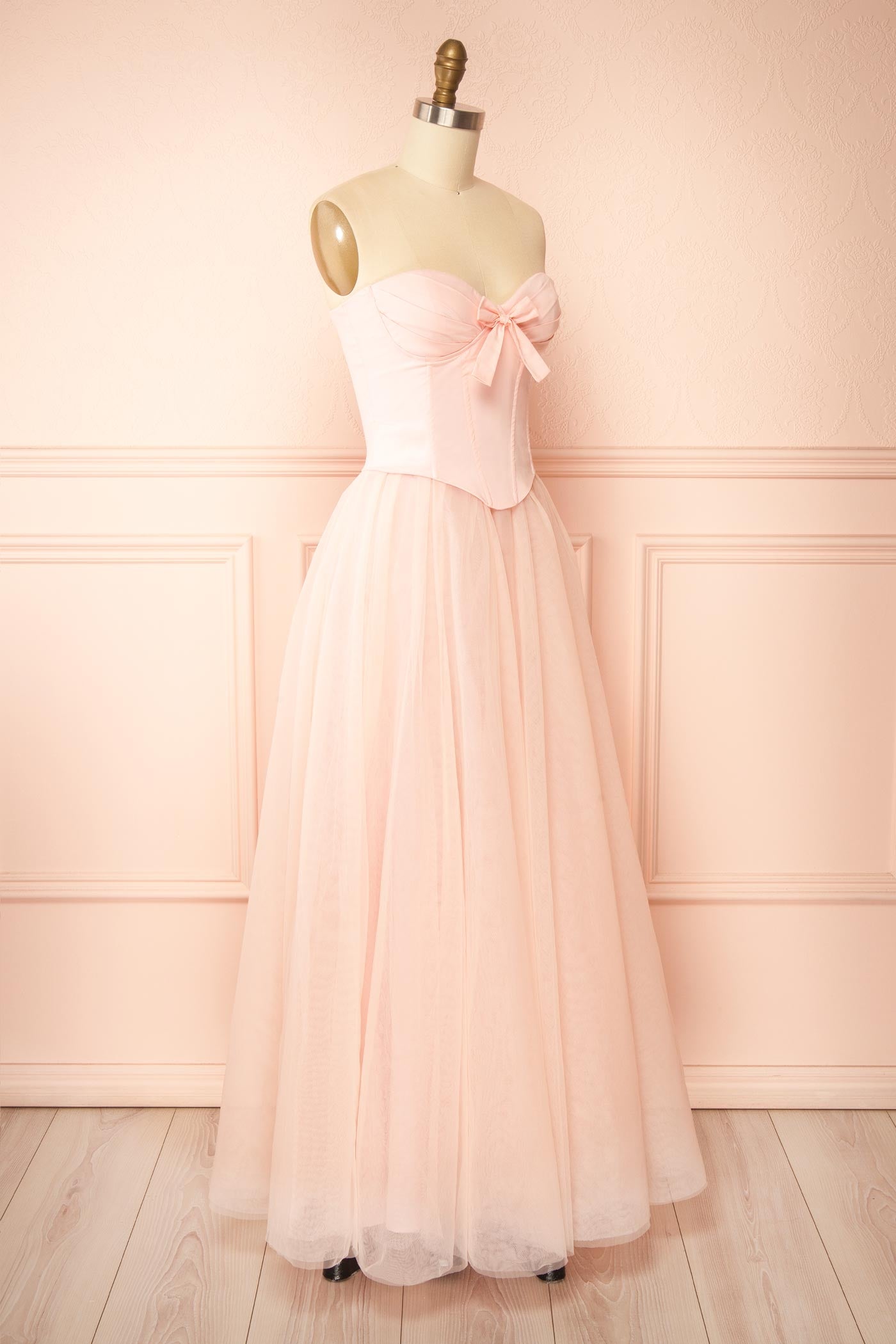 Casimira Pink Maxi Tulle Corset Dress | Boutique 1861 side view