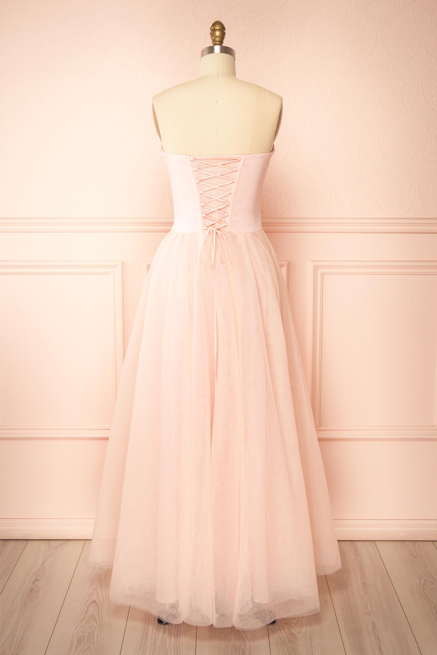 Casimira Pink Maxi Tulle Corset Dress | Boutique 1861 back view