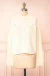 Casiraghi Beige Knit Cardigan w/ Scalloped Front | Boutique 1861 front view