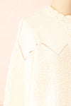 Casiraghi Beige Knit Cardigan w/ Scalloped Front | Boutique 1861  side close-up