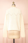 Casiraghi Beige Knit Cardigan w/ Scalloped Front | Boutique 1861 back view