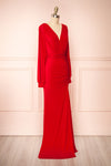 Cassidy Red Plunging Neckline Mermaid Maxi Dress | Boutique 1861 side view