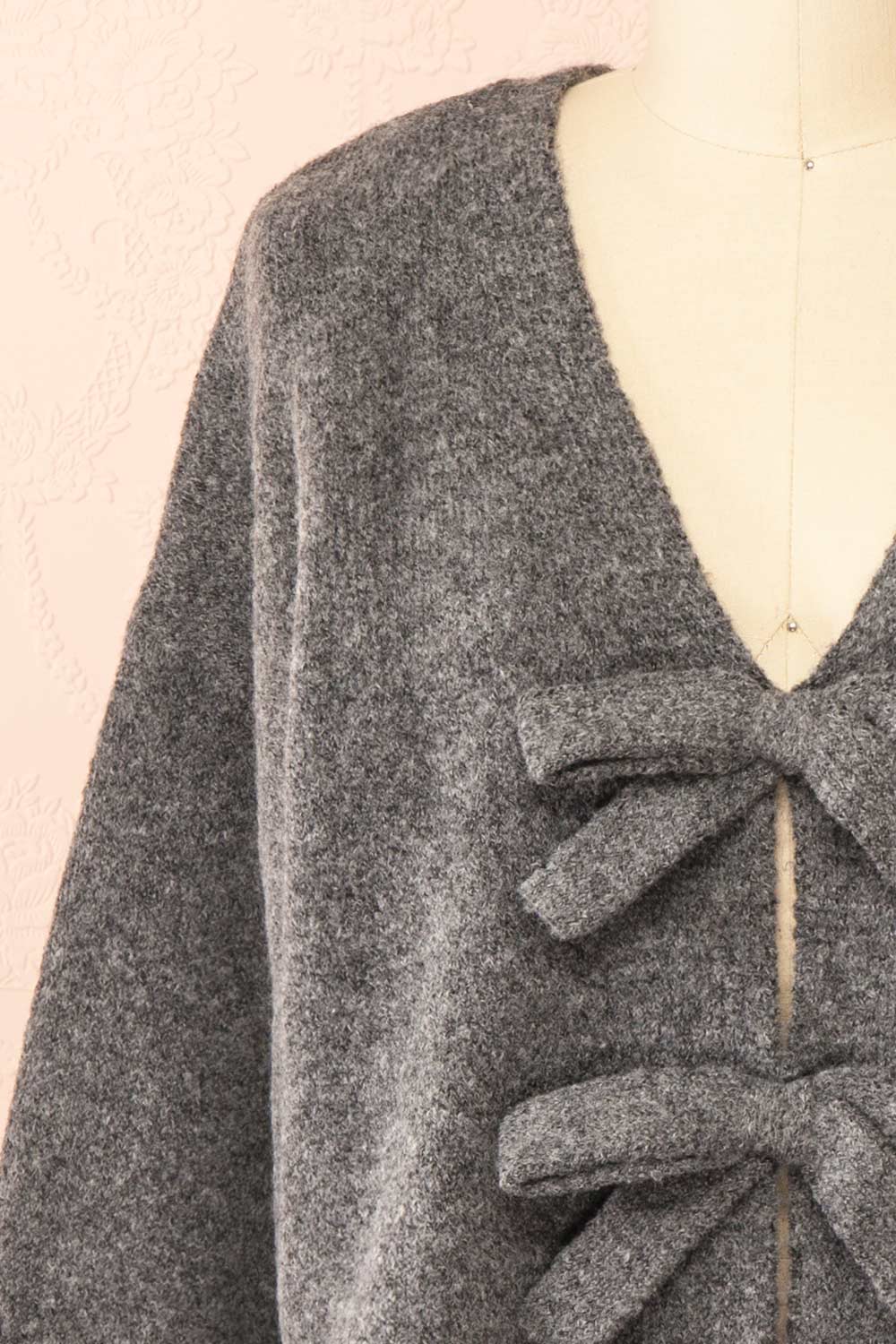 Cassiopee Grey Cardigan with Bows | Boutique 1861 front