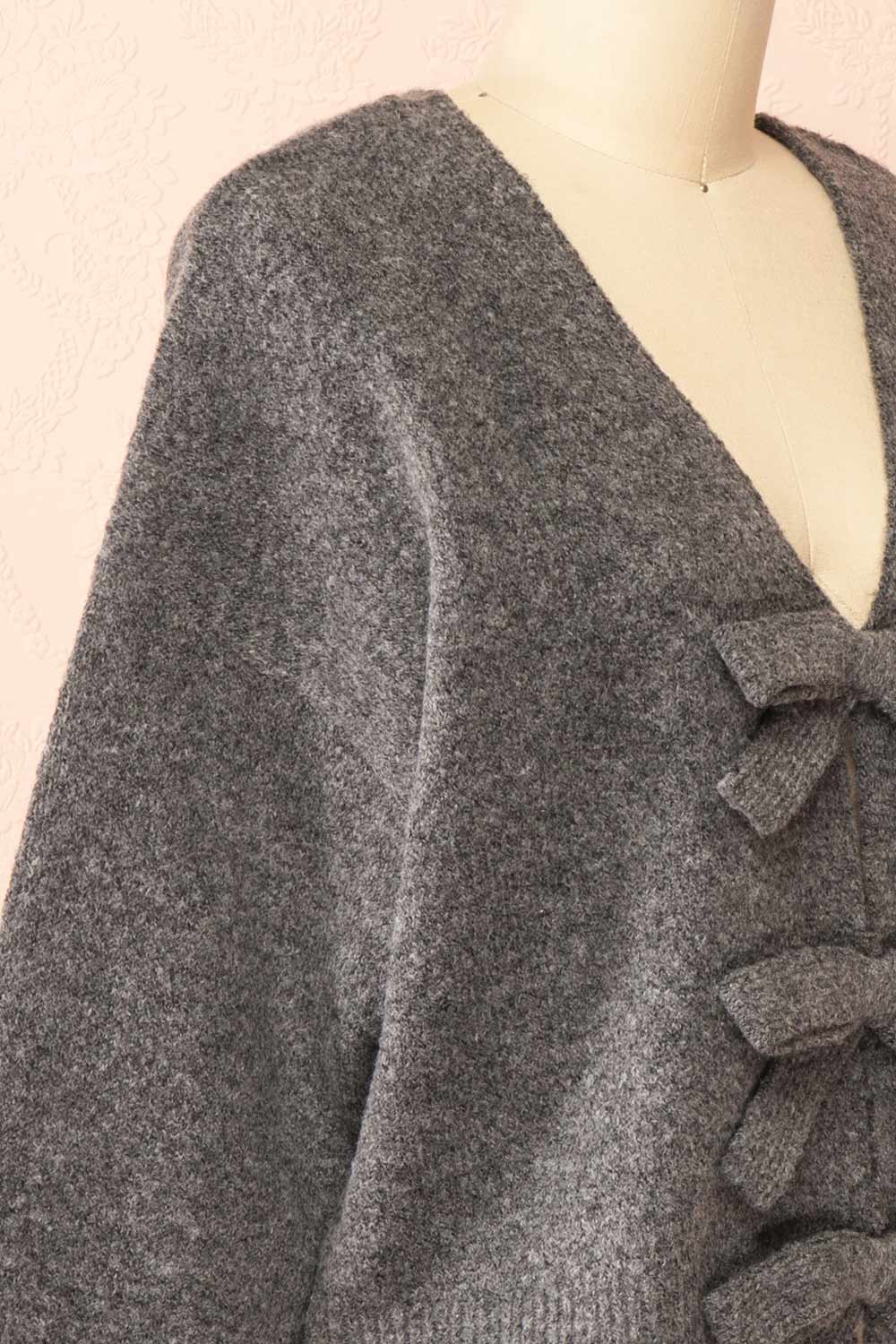 Cassiopee Grey Cardigan with Bows | Boutique 1861 side