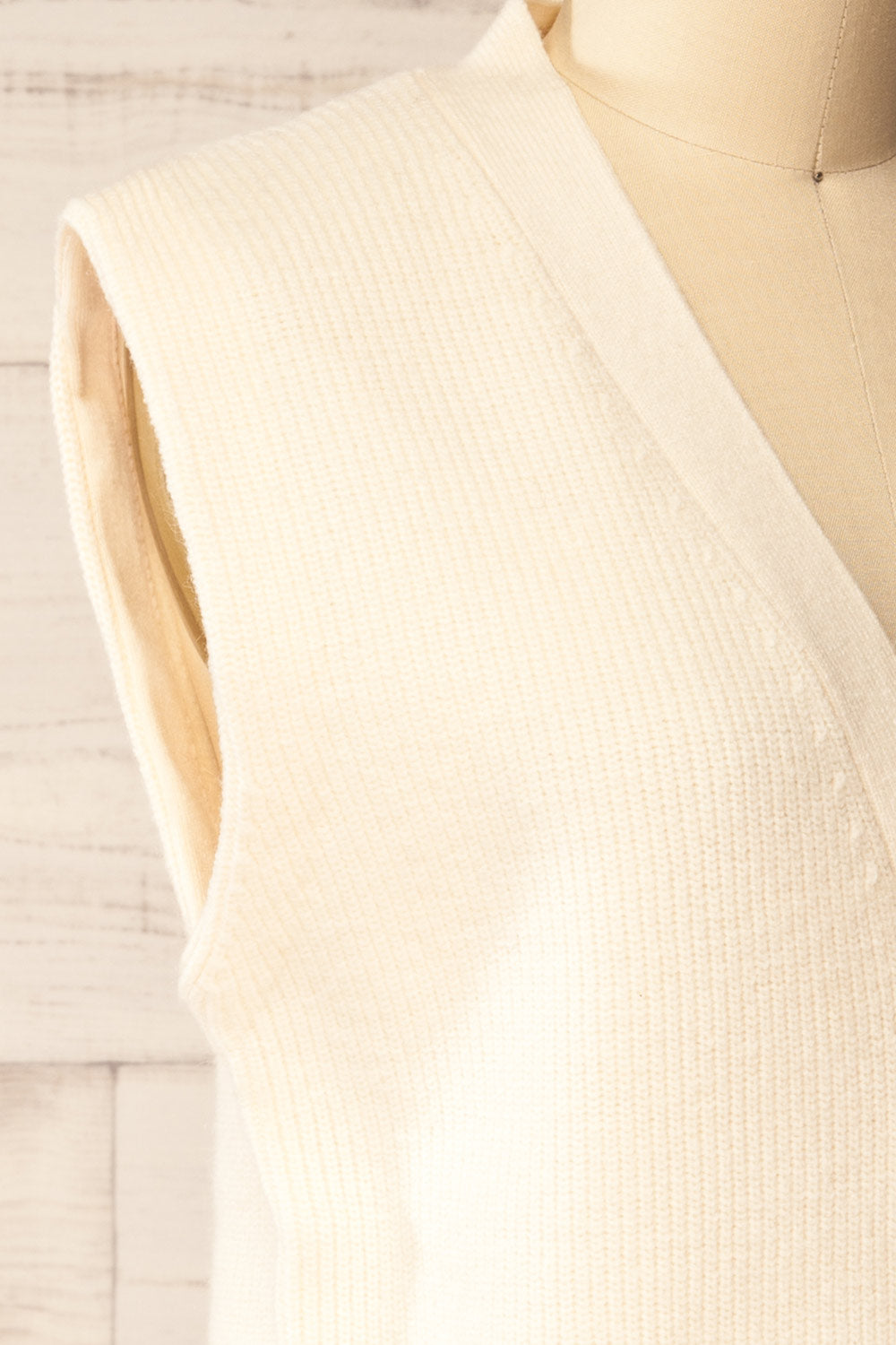 Castelo Ivory Sleeveless Knit Vest | La petite garçonne side