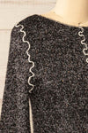 Castries Black & White Long Sleeve Top w/ Frills | La petite garçonne side close-up
