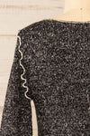Castries Black & White Long Sleeve Top w/ Frills | La petite garçonne back close-up