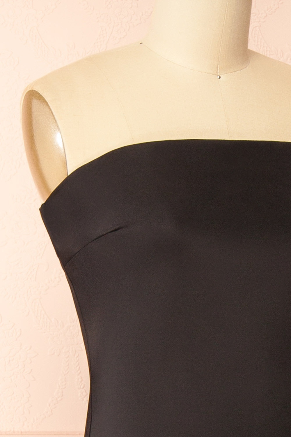 Cathleen Black Fitted Strapless Satin Maxi Dress | Boutique 1861 side