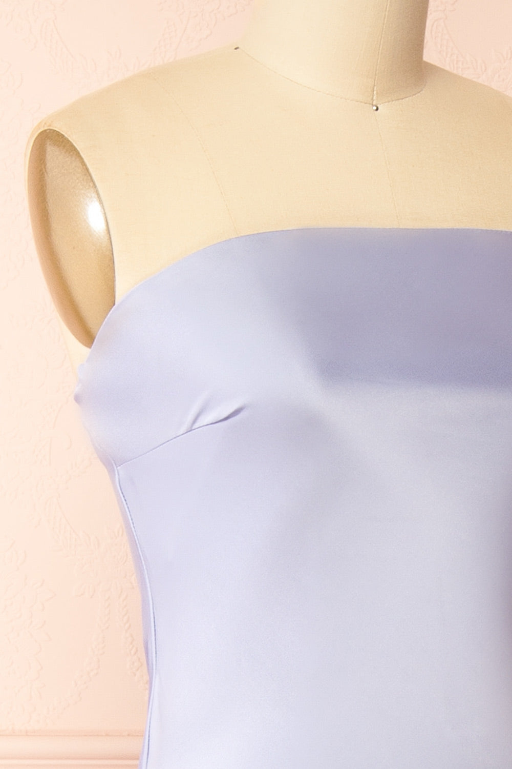 Cathleen Lavender Fitted Strapless Satin Maxi Dress | Boutique 1861 side