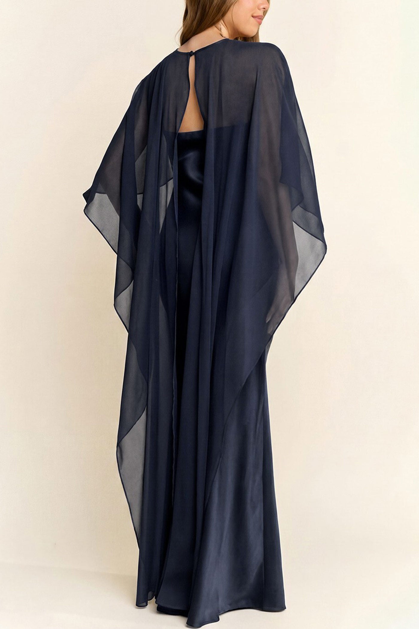 Cathleen Navy | Fitted Strapless Satin Maxi Dress