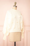 Cathy Ivory 3D Floral Sweater | Boutique 1861 side view