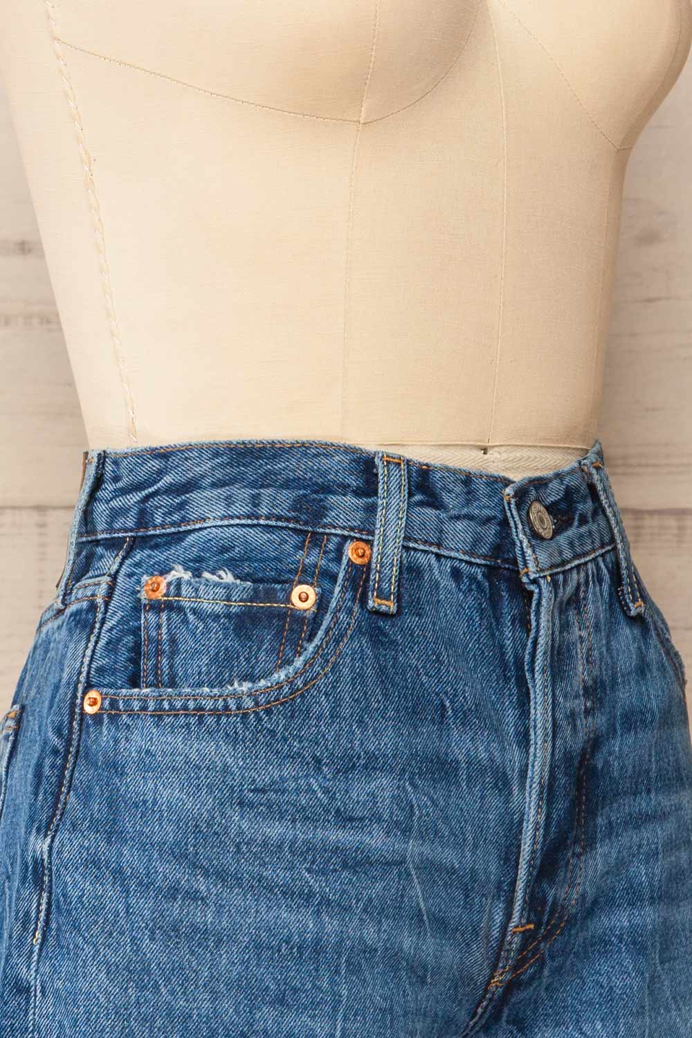 Cavtat Blue High-Waisted Denim Shorts | La petite garçonne side 