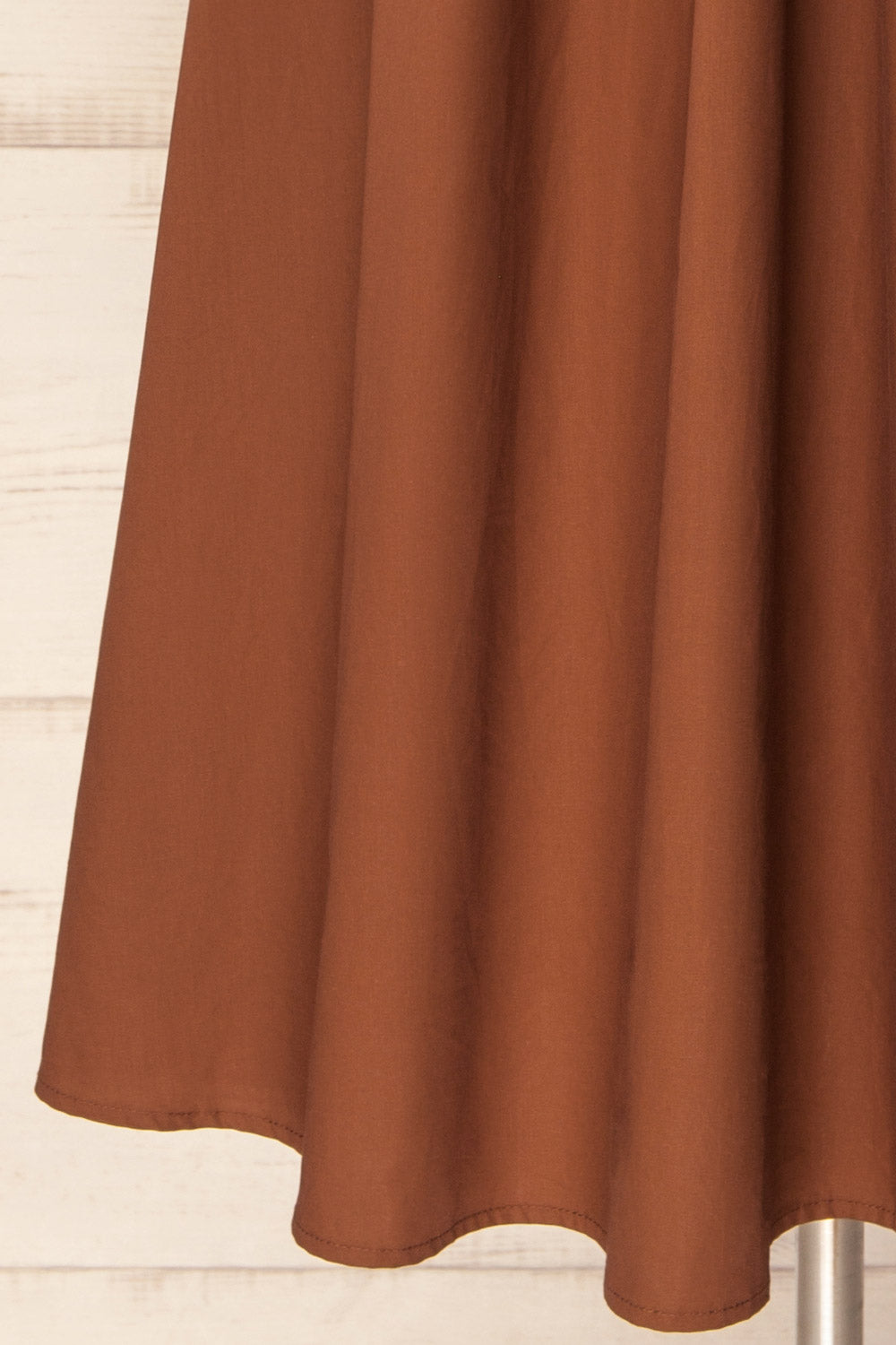 Cayce Long Brown Striped Knit Dress with Crochet Details | La petite garçonne bottom