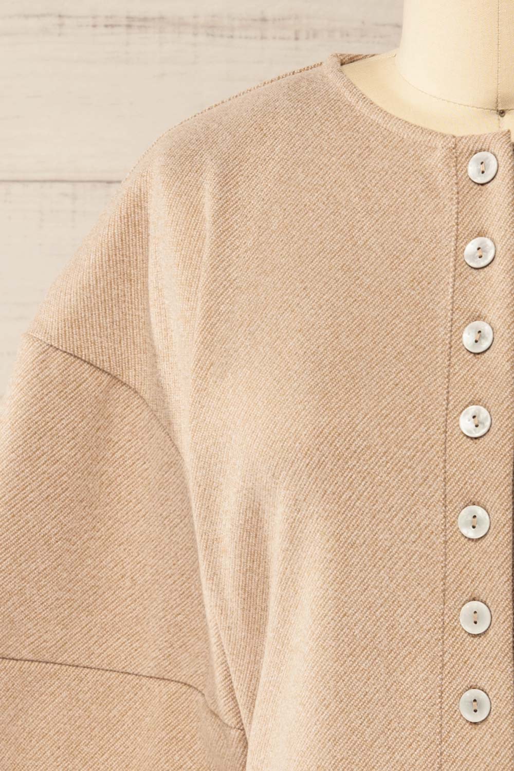 Ceduna Beige Button-Up Flared Cardigan | La petite garçonne front