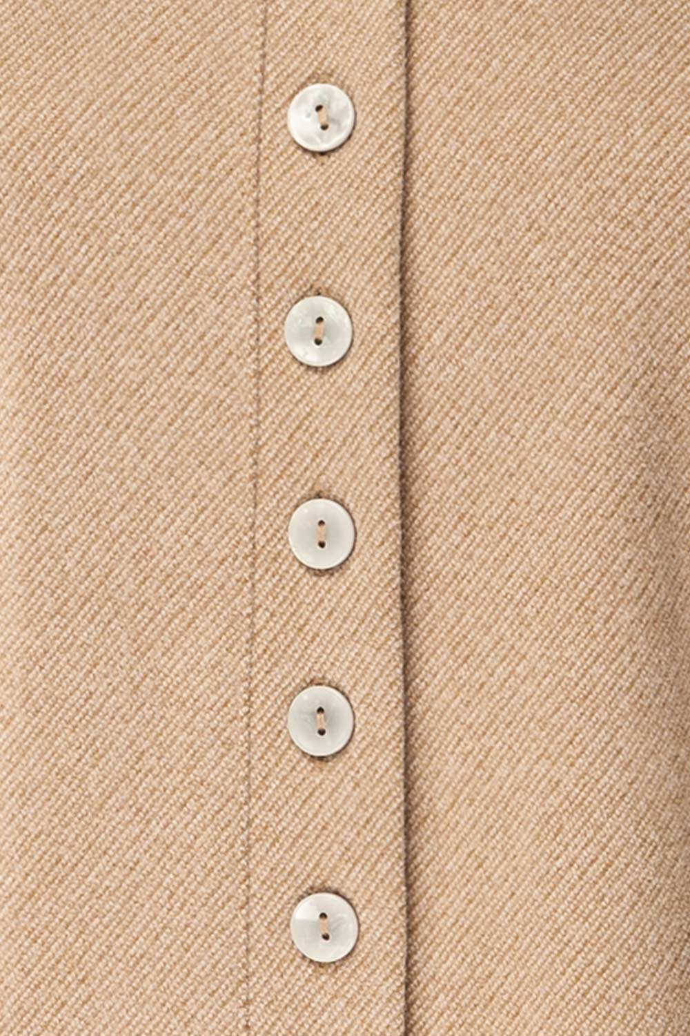 Ceduna Beige Button-Up Flared Cardigan | La petite garçonne fabric 