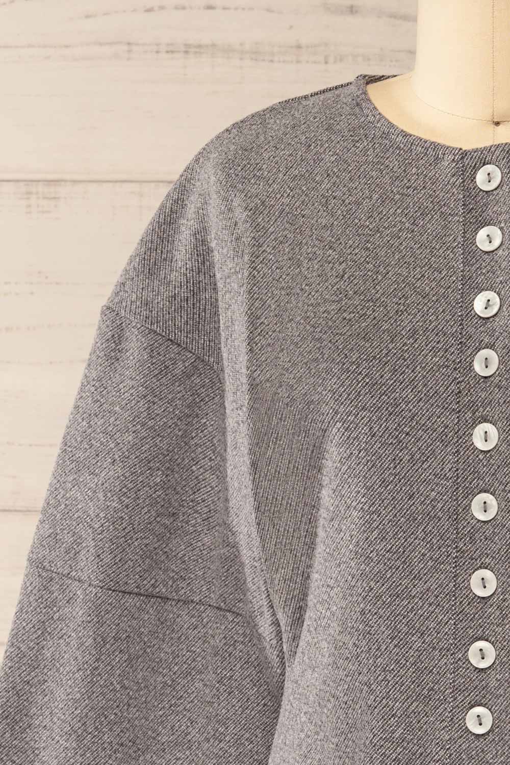 Ceduna Grey Button-Up Flared Cardigan | La petite garçonne front 