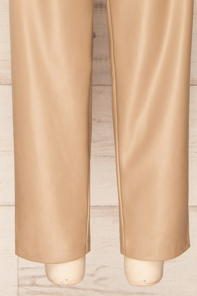 Cefalu Beige Faux Leather Straight-Leg Pants | La petite garçonne bottom
