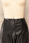 Cefalu Black Faux Leather Straight-Leg Pants | La petite garçonne front close-up