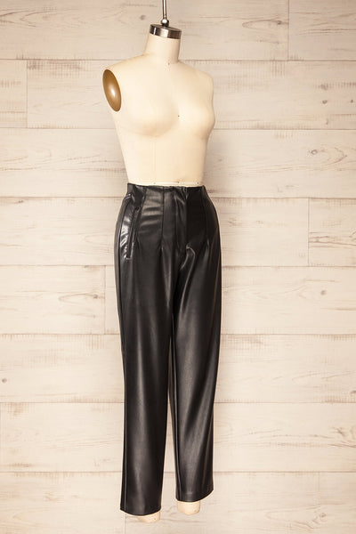 Cefalu Black Faux Leather Straight-Leg Pants | La petite garçonne side view