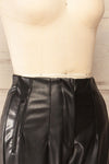 Cefalu Black Faux Leather Straight-Leg Pants | La petite garçonne side close-up