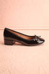 Celastina Black Heeled Ballet Shoes w/ Bow | Boutique 1861 side view