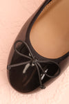 Celastina Black Heeled Ballet Shoes w/ Bow | Boutique 1861 flat close-up