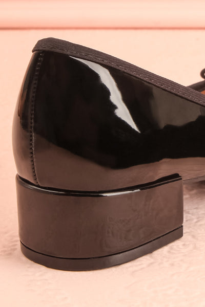 Celastina Black Heeled Ballet Shoes w/ Bow | Boutique 1861 backc lose-up