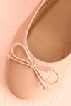 Celastina Blush Heeled Ballet Shoes w/ Bow | Boutique 1861 flat close-up